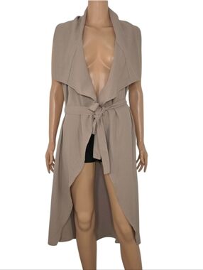 Iris Los Angeles Long Sleeved drape front cardigan w/ tie waist Size S Small